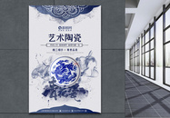 中国传统文化青花瓷艺术海报图片