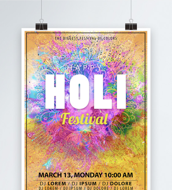 Happy Holi 节日多彩海报图片