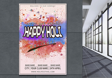 happy holi 节日海报图片