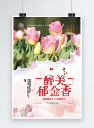 法拉利公园唯美郁金香春游赏花旅游海报模板