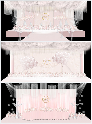 婚礼现场背景粉色婚礼现场效果图模板
