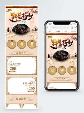 电商手机端模板中国风春季养生进补中药促销淘宝手机端模板模板