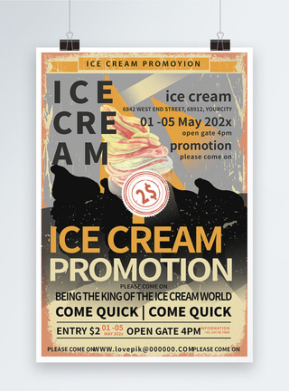 冰淇淋促销英文海报图片