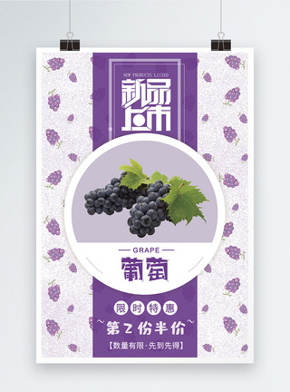果蔬上新紫色葡萄促销海报模板