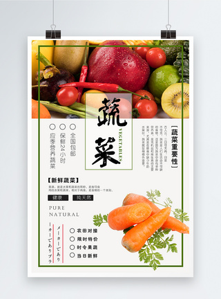 日系风蔬菜促销海报图片