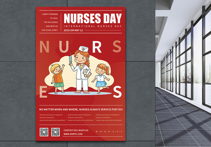 纯英文国际护士节宣传海报图片