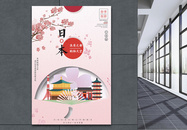 粉色日本旅游出国游海报图片