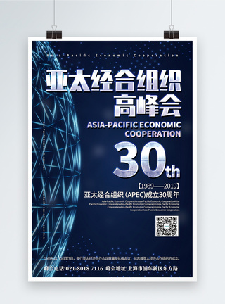 国际地位大气亚太经合组织成立30周年高峰会宣传海报模板