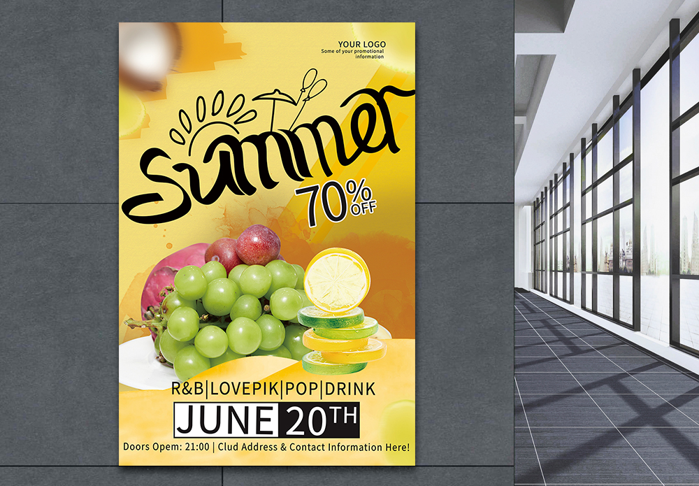 椰子萃取夏天促销类英文海报设计模板