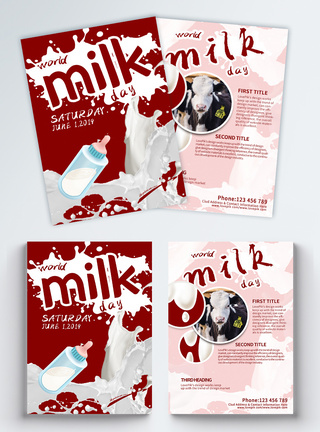 英语推广世界牛奶日宣传单设计模板