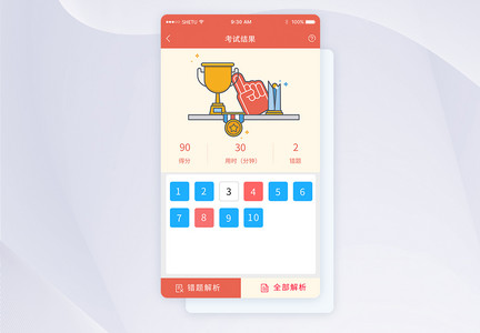 UI设计APP手机考试结果界面图片