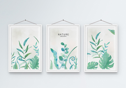 北欧植物装饰画三联框图片