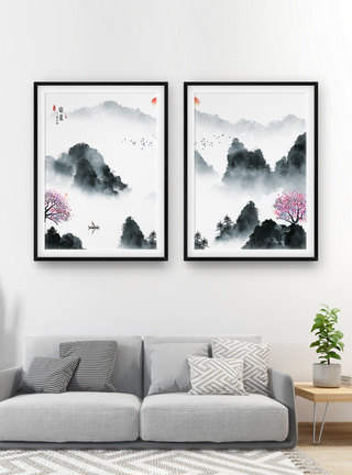 禅意山水挂画家装挂画装饰画图片