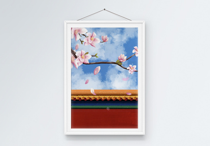 中国风建筑客厅装饰画图片