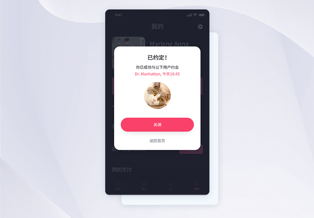 猫宠物美女ui界面弹窗模板