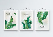 北欧植物小清新三联框装饰画图片