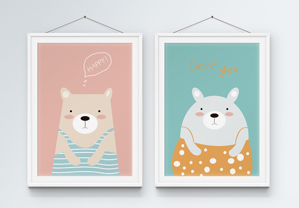 卡通动物装饰画图片素材