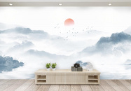中国风山水客厅背景墙图片