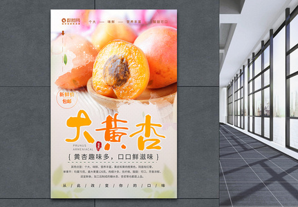 夏日水果大黄杏海报设计高清图片