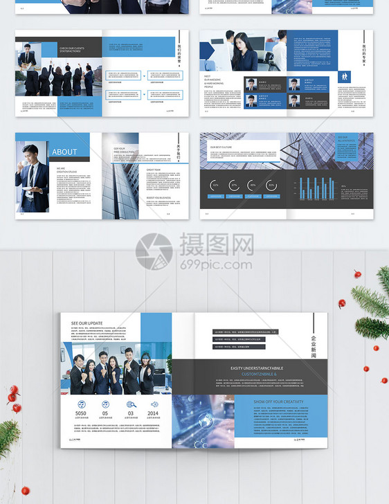 蓝色企业画册整套图片