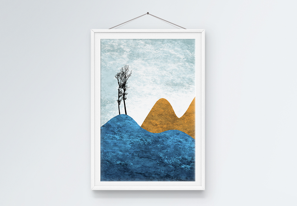 沙发原创设计手绘华丽抽象印象风景装饰画模板