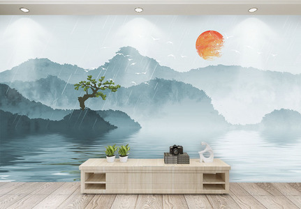 中国风山水背景墙图片