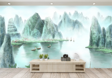 漓江山水背景墙图片