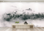 中国风江南水乡雾气背景墙图片