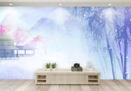 中国风唯美竹林背景墙图片
