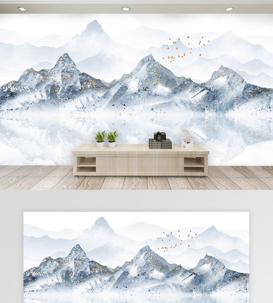 冬季雪景背景墙图片