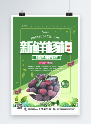 绿色夏日水果酸甜杨梅海报图片