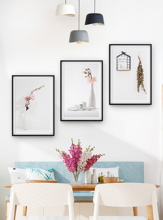 白色静物花卉装饰画图片