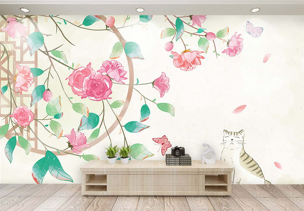 插画花卉卡通背景墙图片素材