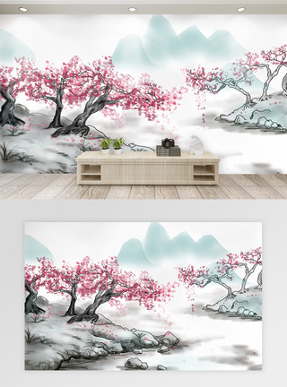 中国水墨风景背景墙图片