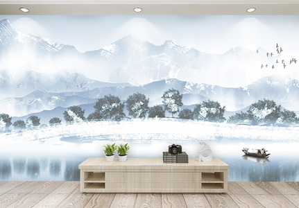 冬季水墨背景墙图片