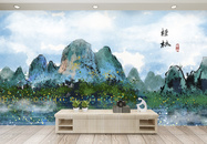 桂林水墨背景墙图片