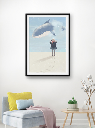 梦中的鲸鱼装饰画图片