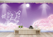 梦幻紫色云朵天空背景墙图片