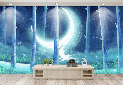 月光背景墙图片