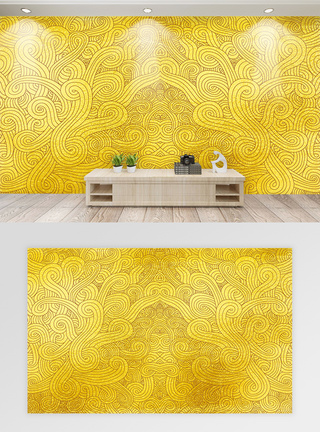 新中式花纹金色闪光背景纹理背景墙图片