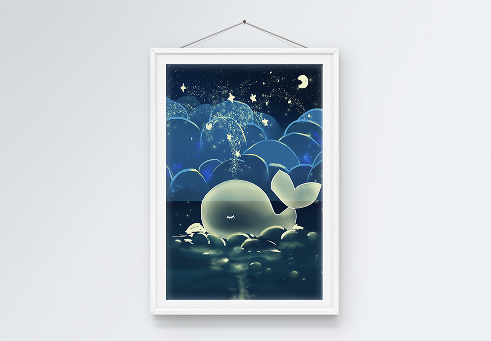 儿童梦幻图片梦幻鲸鱼装饰画模板