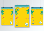 夏季沙滩海边海报背景图片