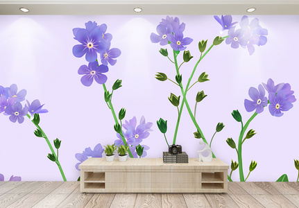 紫色花卉植物背景墙图片