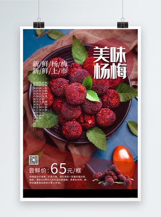 大气杨梅水果美食海报图片