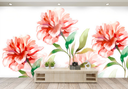清新花朵客厅卧室电视背景墙壁纸画高清图片