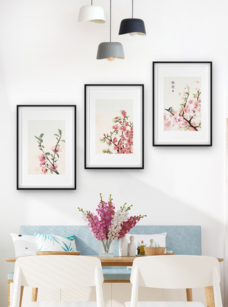 粉红樱花水彩花卉装饰画模板