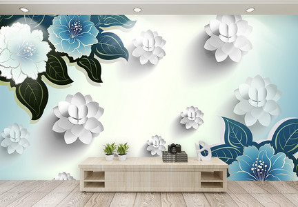 现代抽象花朵背景墙图片
