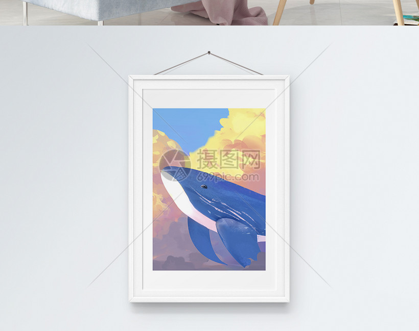油画鲸鱼抽象单图装饰画模板素材 正版图片 摄图网