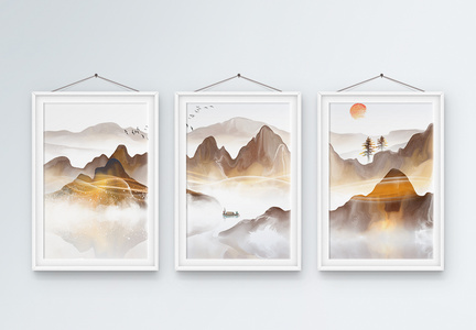 新中式山水装饰画图片