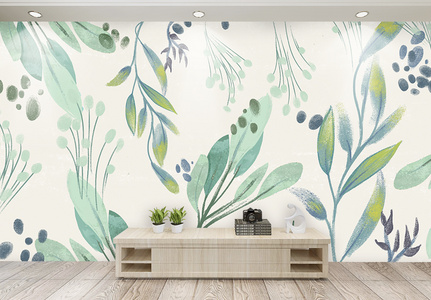 绿色植物背景墙高清图片